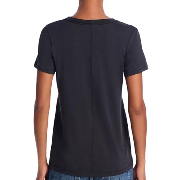 Rag-Bone THE SLUB V NECK ORGANIC PIMA COTTON BLACK T-SHIRT - Picture 3 of 10